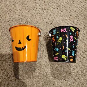 2 tin Halloween buckets. Small. Perfect for desk or small gift